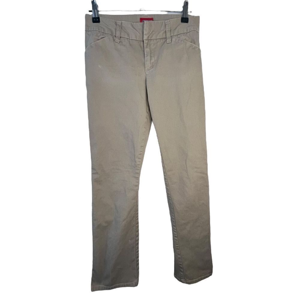 Juniors Dickies Basic Mid-Rise Bootleg Sturdy Tan Khaki Pants